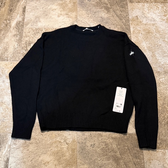 ALO Yoga Black New Class Cashmere Crewneck SweaterSz XXS -Fits up to a Medium